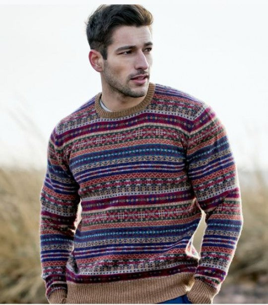 Lambswool Fairisle Crew - Savanna