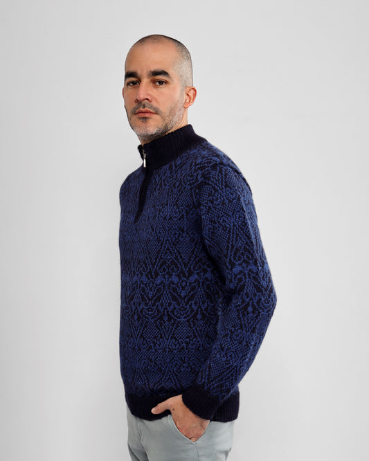 Sweater - Blue 1/4 zip Raffa