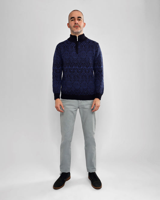 Sweater - Blue Zip Cardigan Raffa