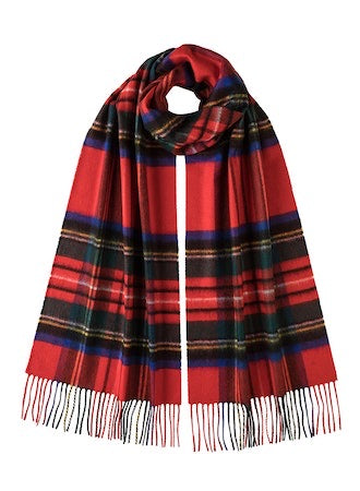 Tartan Wide Scarf - Cashmere